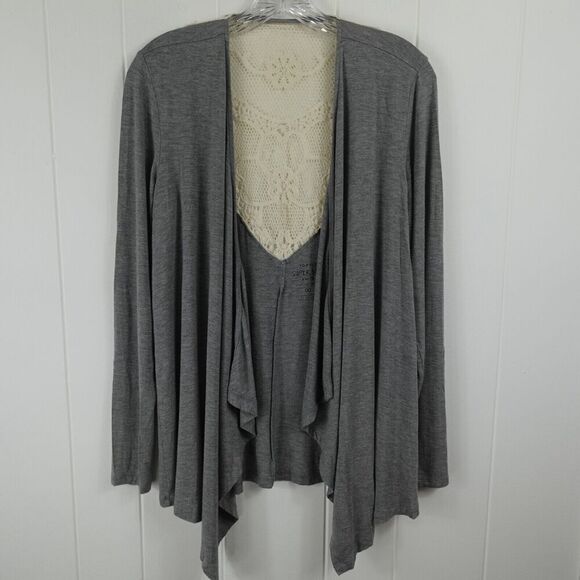 Torrid Womens Super Soft Knits Open Front Cardigan Crochet Lace Size 00 (M/L) - Picture 1 of 13